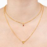 Personalised Double Layered Necklace with Birthstne and Initial for Women Jewellery