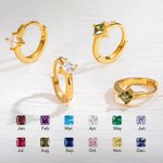 Personalized Minimalist Birthstone Earrings Diamond Hoops 925 Sterling Silver
