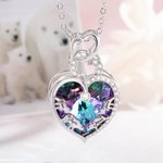 Personalized Mama Baby Bear Necklace with Engraved Names Hearts Pendant Jewelry Adorned with Crystal Birthday Gift for Woman