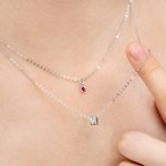 Personalised Double Layered Necklace with Birthstne and Initial for Women Jewellery