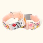 Personalizzato Dinosauro Fantasia Unicorno Farfalla Veicolo Bracciale identificativo di allarme medico in silicone regolabile con testo inciso Regalo 