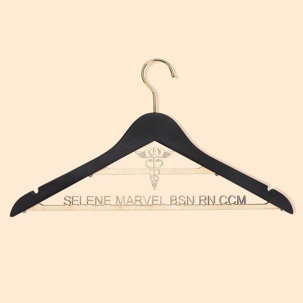 Personalized Star of Life Wood Coat Hanger with Text Gift for Nurse Doctor Medical Student Staff