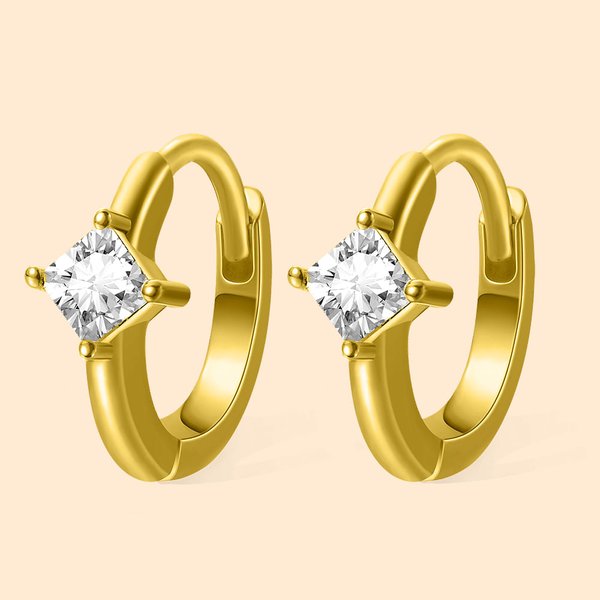 Pendientes personalizados minimalistas con piedra de nacimiento Aros de diamantes Plata de ley 925