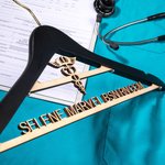 Personalized Star of Life Wood Coat Hanger with Text Gift for Nurse Doctor Medical Student Staff
