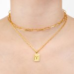 Personalisierte geschichteten Halskette Sterling Silber 925 mit Initial Platte für Geburtstag Jahrestag Muttertag Geschenk