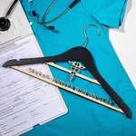 Personalized Star of Life Wood Coat Hanger with Text Gift for Nurse Doctor Medical Student Staff