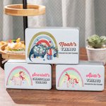 Boîte à biscuits en métal personnalisée Licorne ou Dinosaure arc-en-ciel fantaisie
