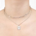 Personalisierte geschichteten Halskette Sterling Silber 925 mit Initial Platte für Geburtstag Jahrestag Muttertag Geschenk