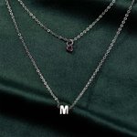 Personalised Double Layered Necklace with Birthstne and Initial for Women Jewellery