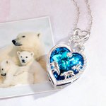 Personalized Mama Baby Bear Necklace with Engraved Names Hearts Pendant Jewelry Adorned with Crystal Birthday Gift for Woman