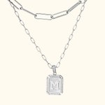 Personalisierte geschichteten Halskette Sterling Silber 925 mit Initial Platte für Geburtstag Jahrestag Muttertag Geschenk