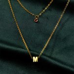Personalised Double Layered Necklace with Birthstne and Initial for Women Jewellery