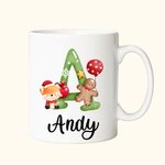 Personalisierte Weihnachten niedliche Tier Alphabet Name Mug für Kinder