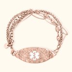 Personalized Star of Life Adjustable Medical Alert ID Emergency Multi-Layer Bracelet with Engraved Text Gift for Allergy Diabetic Women