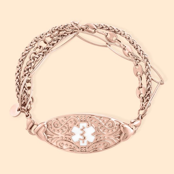 Stainless Steel Medical Alert ID Bracelet for Women - Engraved Allergy Diabetic