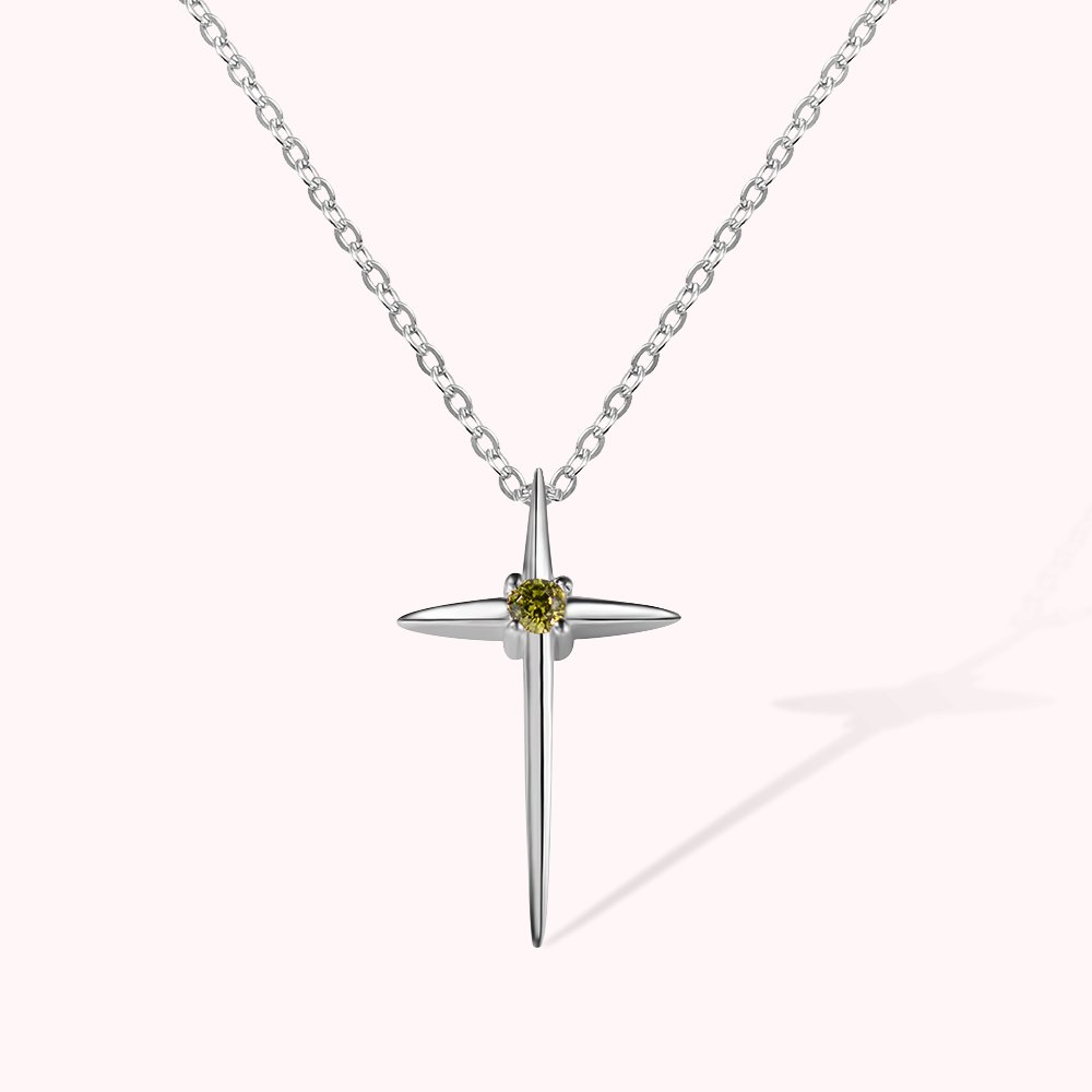 Collier Croix pour Maman avec Pierre de Naissance Personnalisée Bijou en Argent Cadeau Anniversaire Fête des Mères