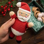 Personalisierte handgemachte Weihnachtsmann Elch Lebkuchen Häkelpuppe und Rassel 1. Weihnachtsgeschenk für Baby