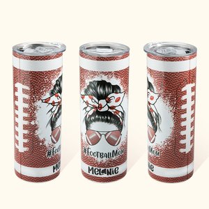 Personalisierte Edelstahl Football Mom Design Skinny Tumbler 20oz