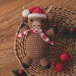 Personalisierte handgemachte Weihnachtsmann Elch Lebkuchen Häkelpuppe und Rassel 1. Weihnachtsgeschenk für Baby