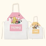 Personalized Classic Winnie the Pooh Parents and Child Kitchen Aprons Family Gift