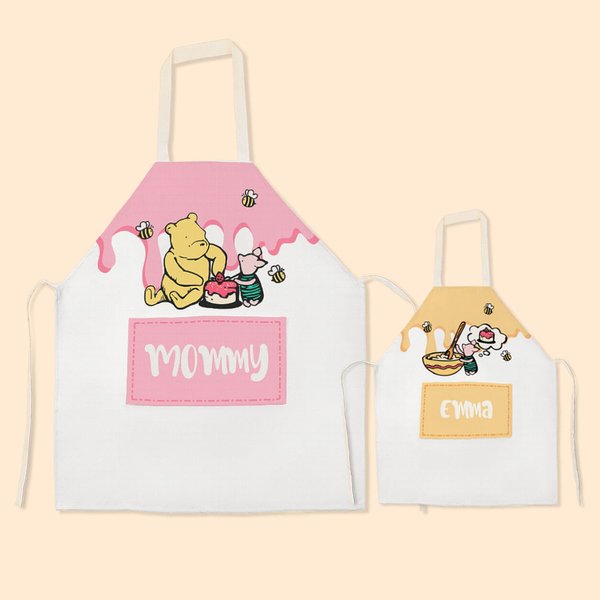 Personalized Classic Winnie the Pooh Parents and Child Kitchen Aprons Family Gift