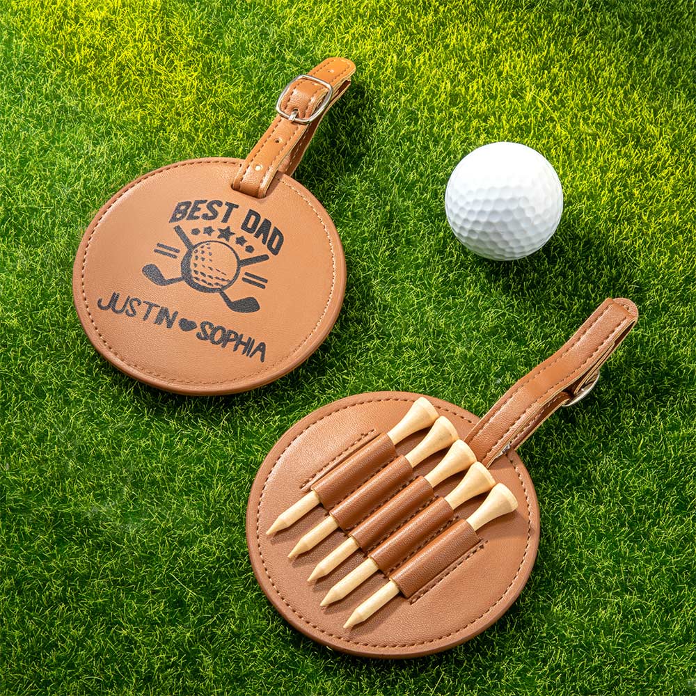 Personalized PU Leather Golf Tee Holder for Bag Gift for Golf Lover