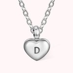 Collier Personnalisé Inoxydable Pendentif d'Urne de Cendres Forme Cœur Cadeau Commémoratif