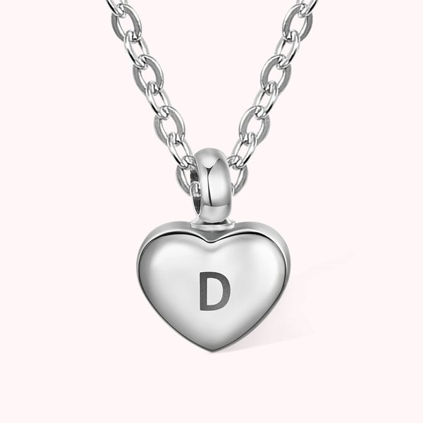 Collier Personnalisé Inoxydable Pendentif d'Urne de Cendres Forme Cœur Cadeau Commémoratif