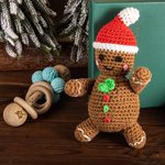 Personalisierte handgemachte Weihnachtsmann Elch Lebkuchen Häkelpuppe und Rassel 1. Weihnachtsgeschenk für Baby