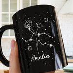Personalised Name Zodiac and Birth Flower Ceramic Coffee Mug 11oz