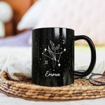 Personalised Name Zodiac and Birth Flower Ceramic Coffee Mug 11oz
