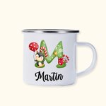 Taza de camping esmaltada personalizada con el alfabeto navideño de 12 oz para niños