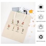 Personalised Birth Flower Canvas Tote Bag with Name Large Capacity Mother's Day Birthday Gift for Women