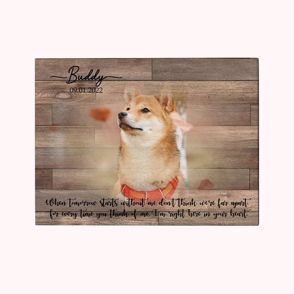 Cadeau commémoratif de décès d'un chien personnalisé - Cadre pour animaux - Portrait photo - Toile