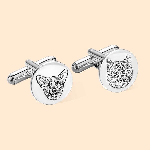 Pet Portrait Memorial Cufflinks for Men Gift