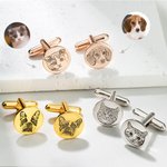 Personalized Pet Portrait Memorial Cufflinks for Groom Father Men Gift