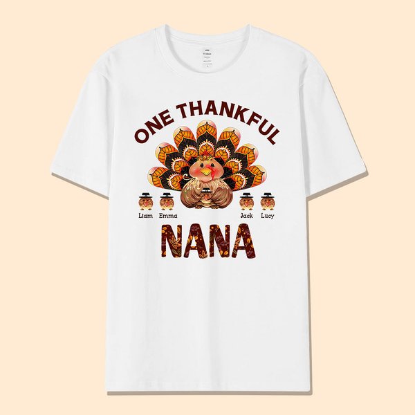 Camiseta personalizada Thankful Nana Turkey para regalar el Día de Acción de Gracias