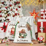 Personalisierte 1. Weihnachten niedliche Tier wiederverwendbare Kordelzug Geschenk-Taschen