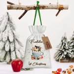 Personalisierte 1. Weihnachten niedliche Tier wiederverwendbare Kordelzug Geschenk-Taschen