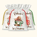 Personalisierte 1. Weihnachten niedliche Tier wiederverwendbare Kordelzug Geschenk-Taschen