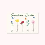 Personalized 1-16 Family Watercolor Flowers Horizontal Frameless Canvas Painting with Name Mother's Day Birthday Gift for Family