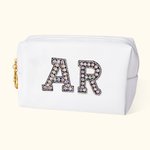 Personalized Initials Cosmetic Portable Versatile Leather Makeup Bag for Women