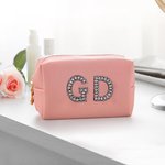 Personalisierte Initialen kosmetische tragbare vielseitige Leder Kosmetiktasche für Frauen