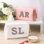 Personalisierte Initialen kosmetische tragbare vielseitige Leder Kosmetiktasche für Frauen