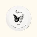 Personalized Birth Flower and Butterfly Tattoo Design Jewelry Dish