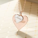 Personalized Sterling Silver Double Heart Necklace with Engraved Name