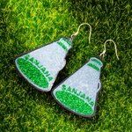 Personalisierte Glitter Cheer Megaphon Kunstleder Ohrringe mit Namen und Initialen Geburtstag Team Geschenk für Cheerleading-Enthusiasten