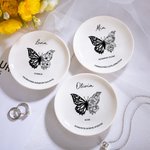 Personalized Birth Flower and Butterfly Tattoo Design Jewelry Dish