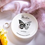 Personalized Birth Flower and Butterfly Tattoo Design Jewelry Dish