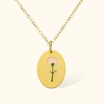 Collier Prénom Fleur de Naissance Émaillée Personnalisée Cadeau Anniversaire Fête pour Femme